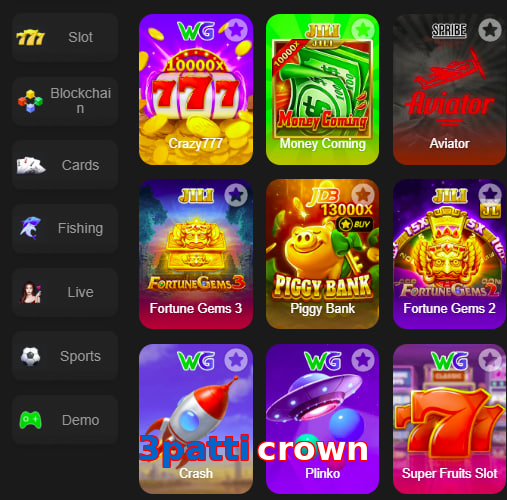Main screen of 3Patti Crown game page for PK players